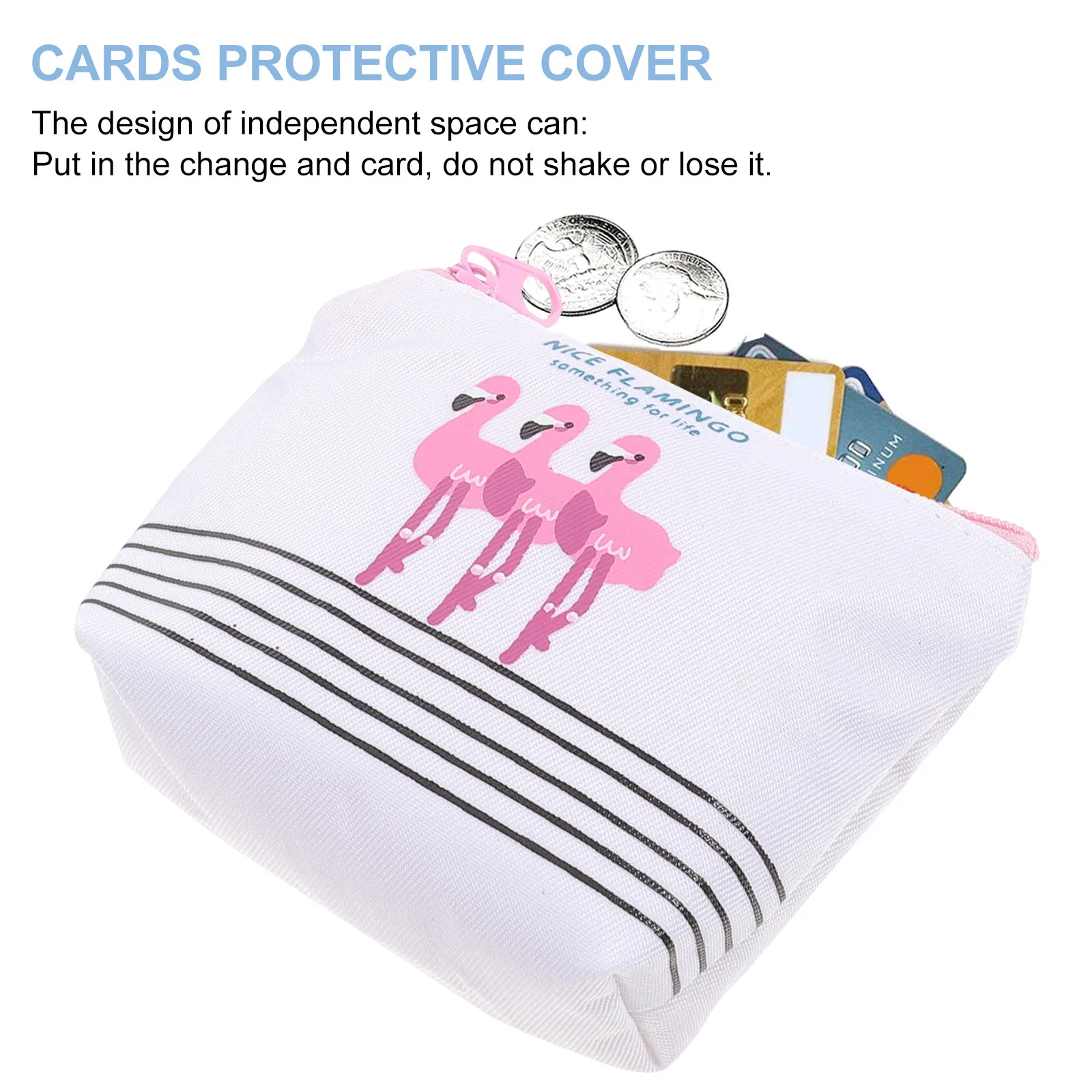 

4pcs Cartoon Flamingo Canvas Coin Purse 12X9X3.5Cm Small Zipper Makeup Bag For Women Travel Wallet Organizer Pouch