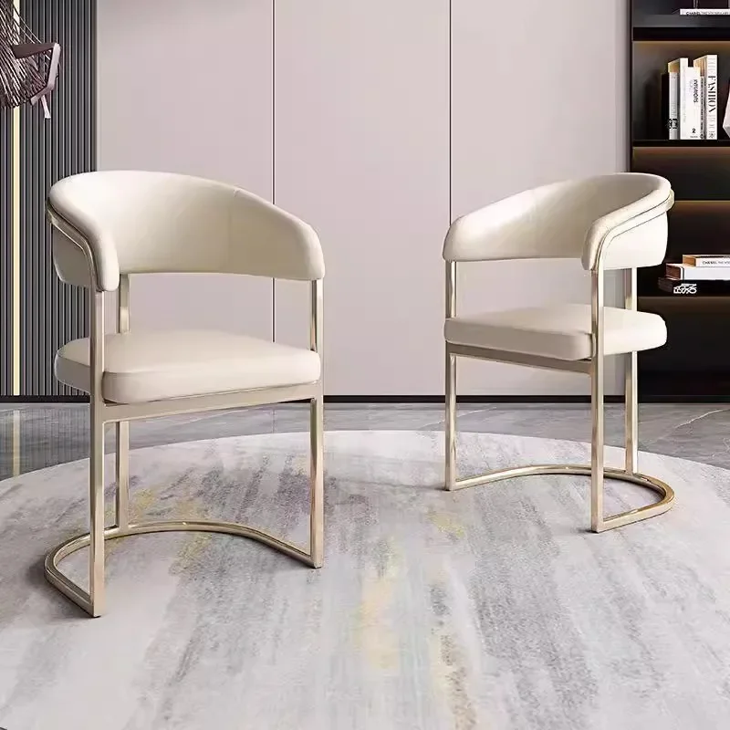 Italian minimalist high-end dining table and chairs household cream style white dining chair designer medieval chair