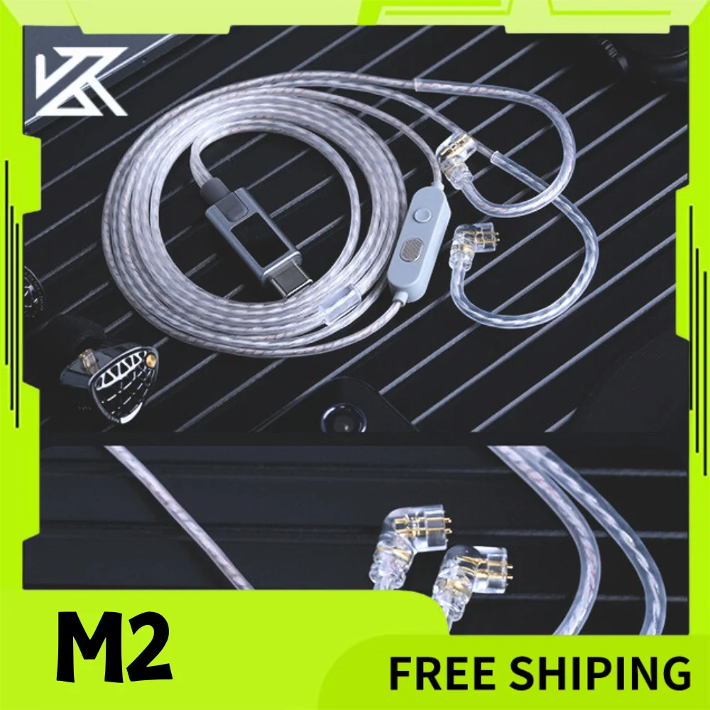 KZ M2 Dual Mic Silver-Plated Upgrade Cable EQ Tuning Type-C for EDX Pro X AS16 Pro PRX Zenith Gamer Accessories