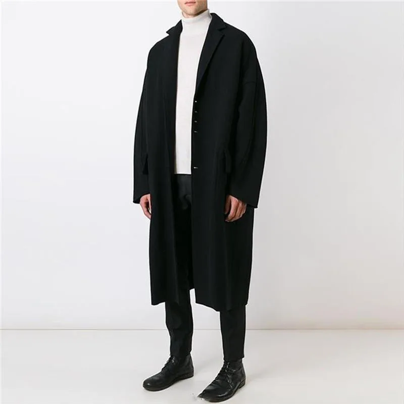 

Men's Woolen Coat Autumn And Winter New Mature Gentleman British Style Dark Simple Casual Large Size Coat