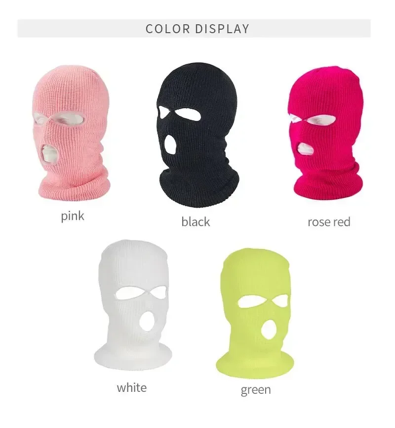 Вязаная шапка ярких цветов с 3 отверстиями CS, анфас, ветрозащитная вязаная шапка, капот, уличная велосипедная ветрозащитная маска для лица, шапка унисекс, шапки