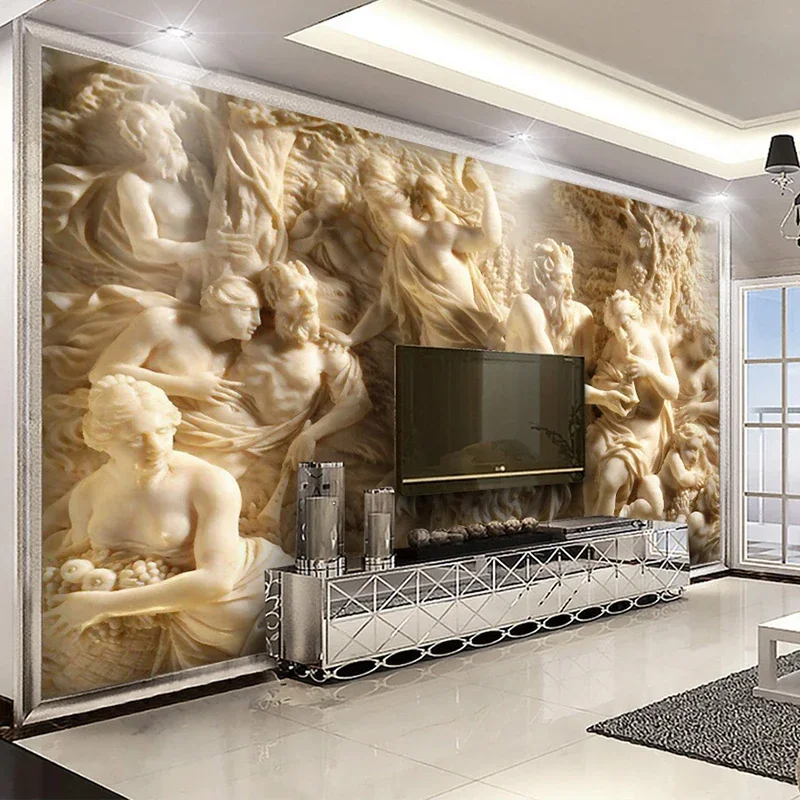 Papier peint photo personnalisé de style européen, statue de rick, 3D stéréoscopique, décor mural d\'hôtel, salon, chambre à coucher, art mural