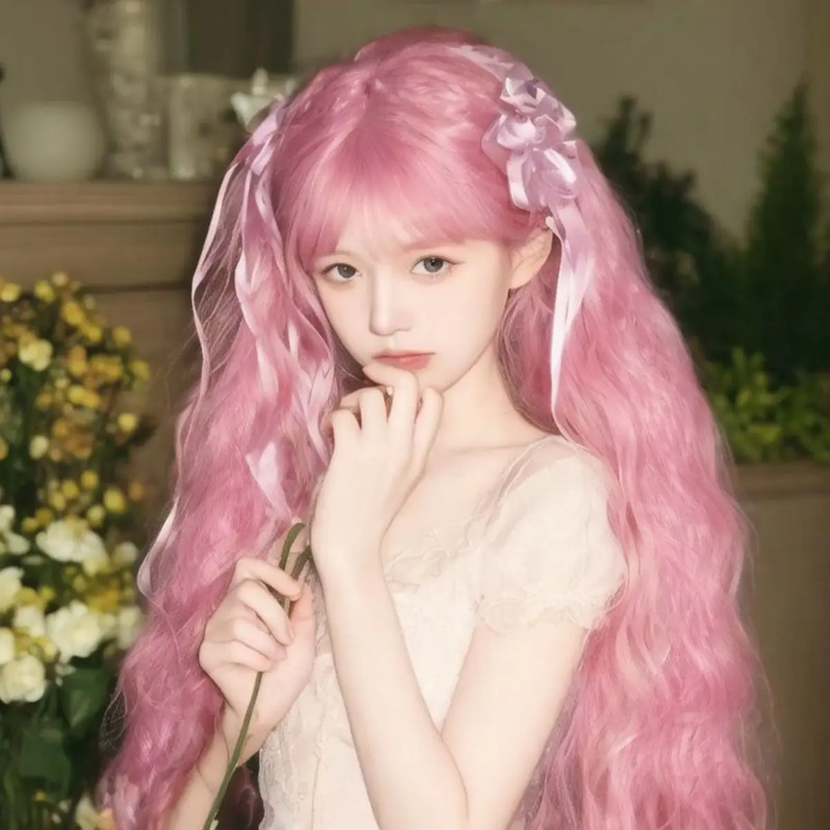 

‌ Парик Лолиты 2025 — японские молочно-белые волосы для косплея, универсальные вьющиеся/волнистые термостойкие волокна, кукурузные ряды/укладка из овечьей шерсти