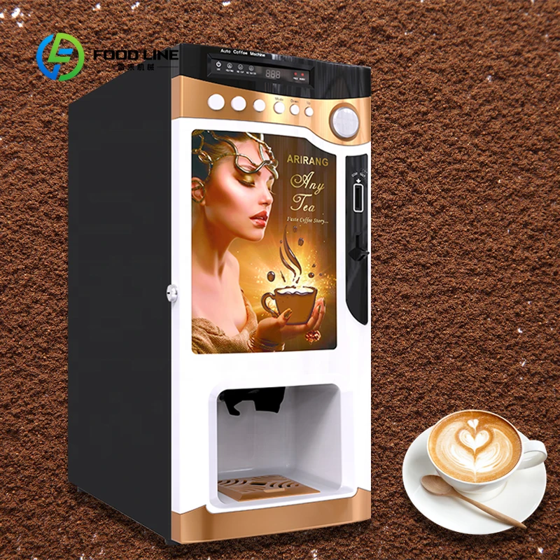 Custom Instant Coffee Vending Machine Coin Operated with 3 Drink Flavors SDK Function Commercial Self-service Vending Machine