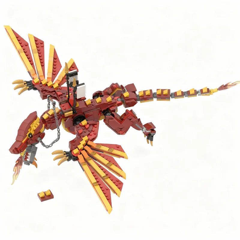 648 elementów MOC Ninjia Ognisty Smok Model Klocki Konstrukcyjne Zabawki Składanie Kreatywne DIY Pomysł na Prezent Świąteczny Edukacja