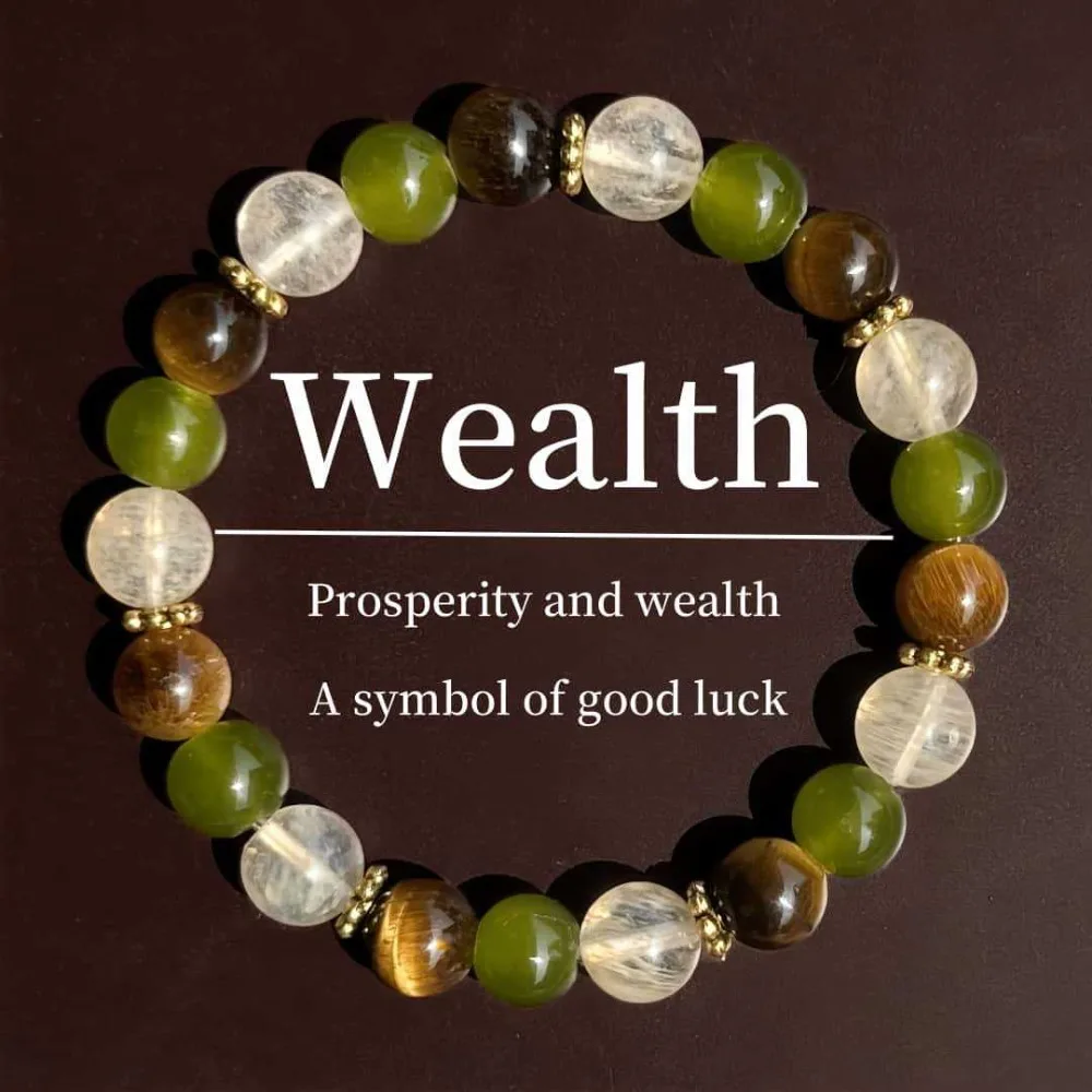Wealth Bracelet Women Men Gemstone Natural Stone Tiger Eyes Aventurine Vintage Jewellery Braclets Fashion Girlfriend Gift New