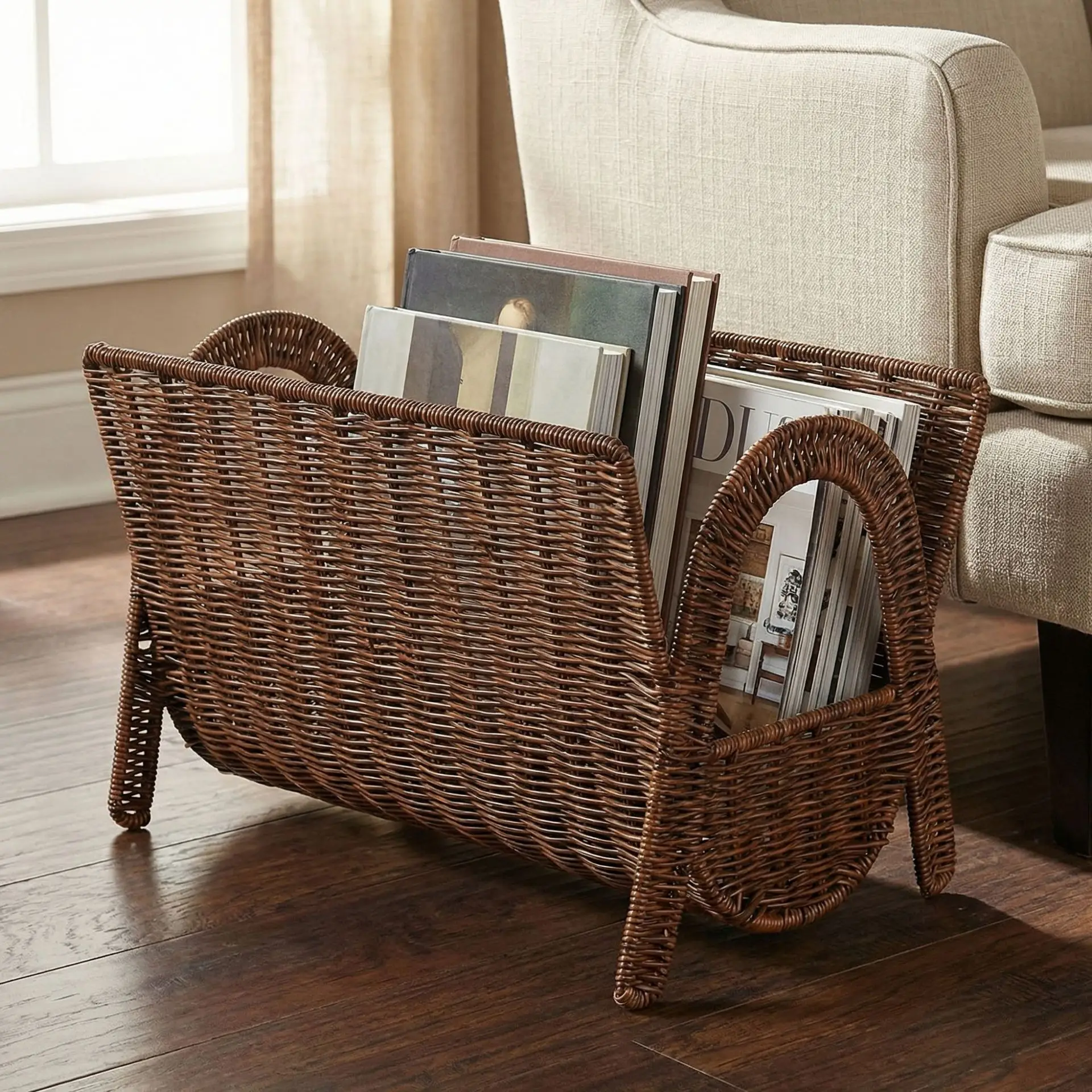 Cross-border imitation rattan weaving homestay cafe magazine storage basket sample room household living room hand-woven storage
