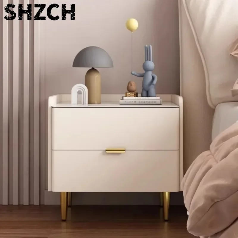 Solid Wood Nightstand 2024 - Luxury Bedside Storage Cabinet with Metal Legs, Spacious Bedroom Organizer Modern Home Furniture