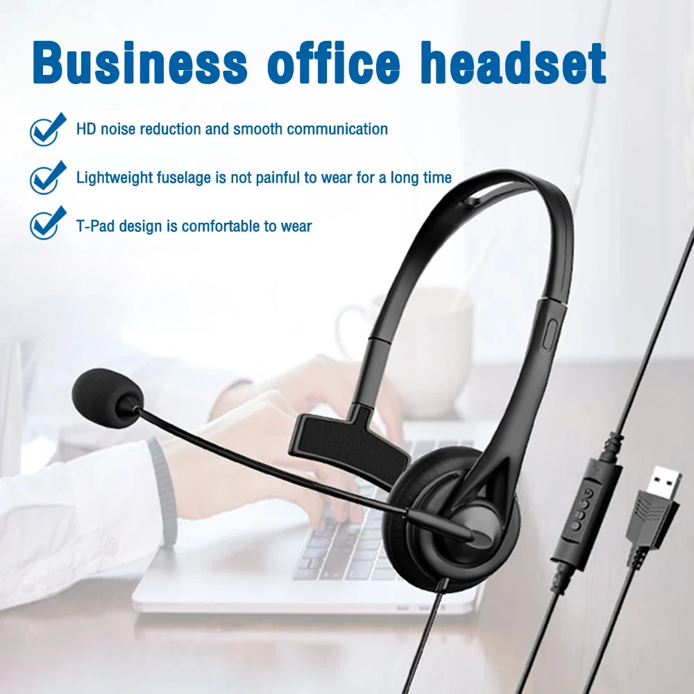 Universal Wired Business Headset, Call Center Headphone, Controle de Volume, Telefone, EUA