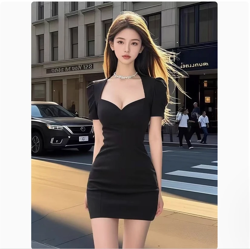

Черное платье для женщин, новинка весны/лета 2023 года, сексуальная облегающая юбка до бедер с уникальным и супер красивым дизайном, юбка с затягивающей талией