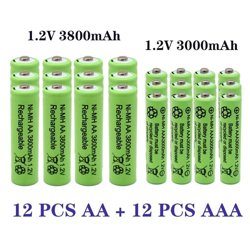 Batterie aste, 1,2 V, AA, 3800mAh, NI-laissée, Akkus, AAA, 3000 mAh