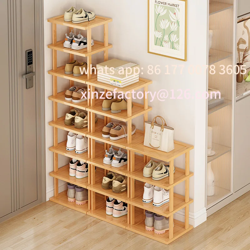 

Customizable Vertical Shoe Rack - Tall Narrow Shoe Rack Organizer for Small Spaces, Bamboo Shelf for Entryway, Closet, Corner