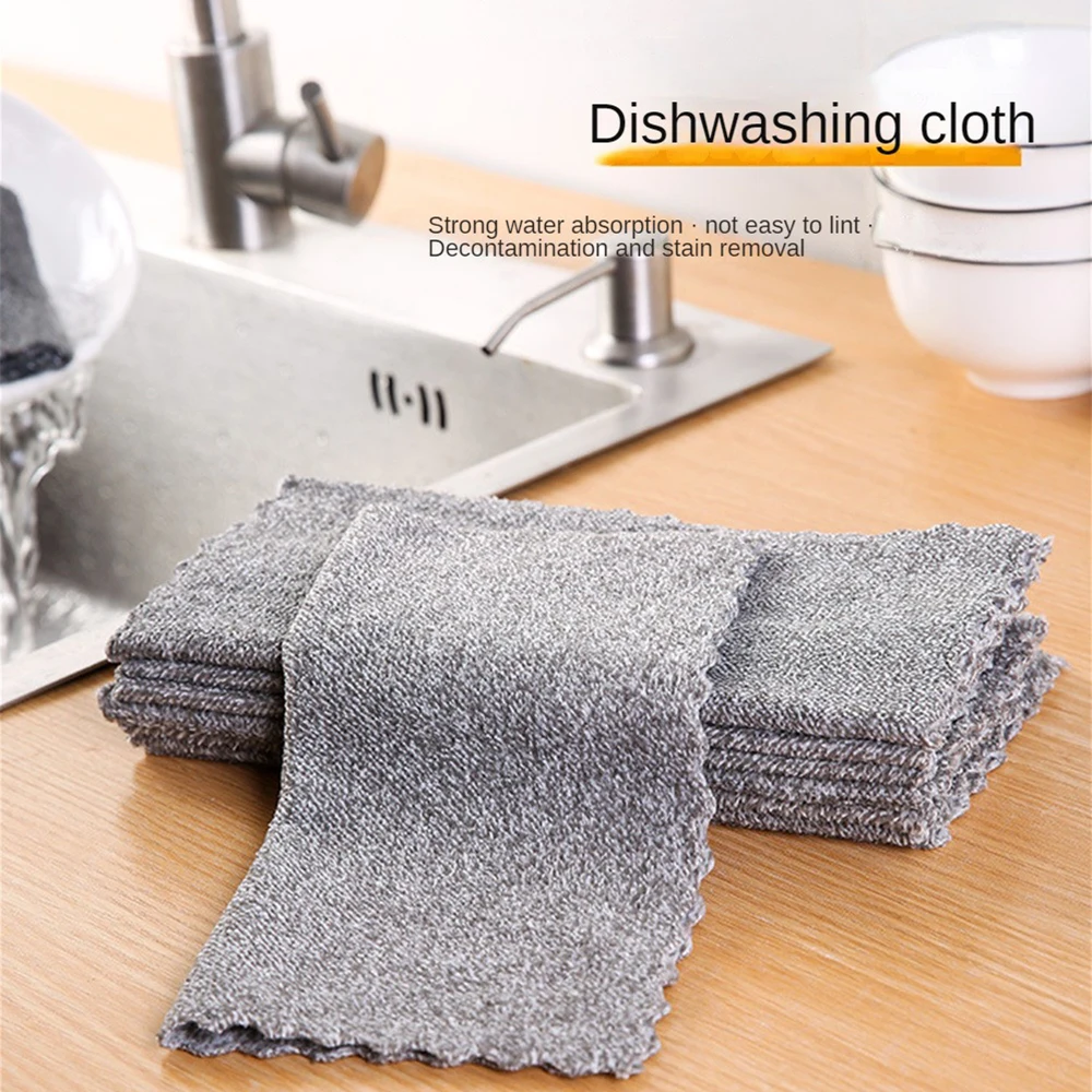 Decontamination Scavenger Strong Water Absorption Strong Detergency Solid Color 14g Kitchen Cleaning Tools Bamboo Charcoal Cloth