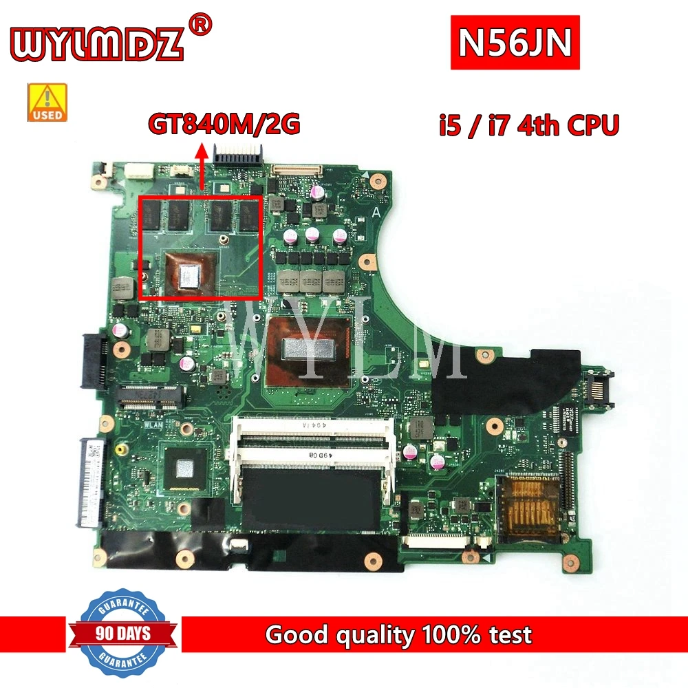 

N56JN With i5-4200/i7-4700CPU GT840M 2G Mainboard REV 2.0 For Asus N56J N56JN G56J G56JN Laptop Motherboard Test OK