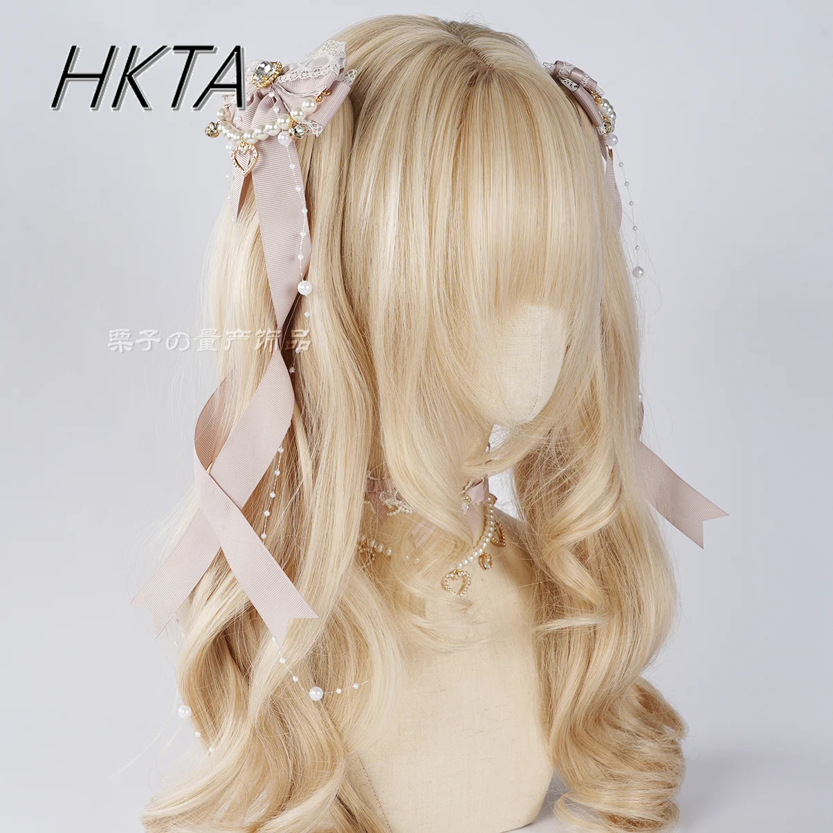 

Kawaii Girl Japanese Handmade Hairpin Double Ponytail Spiral Bow Hairpin Mine Pearl Chain Pair Clip Edge Lolita Hair Clips Women
