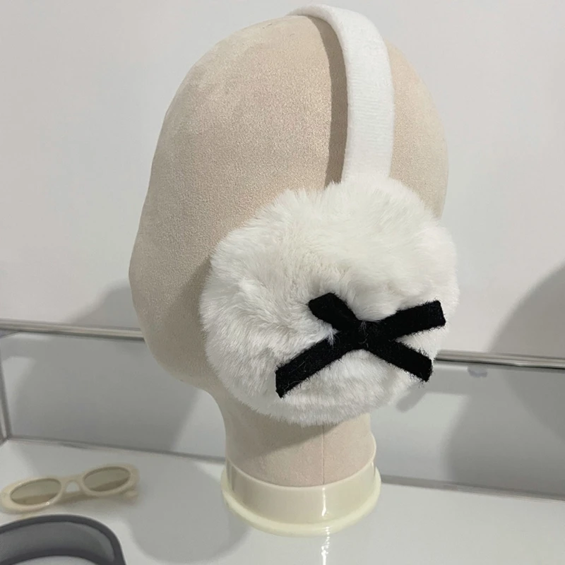 Winter Foldable Bowknot Earmuff for Women Girls Cold Weather Ear Protector Windproof Plush Earmuff Outdoor Warm Plush Ear Muffs