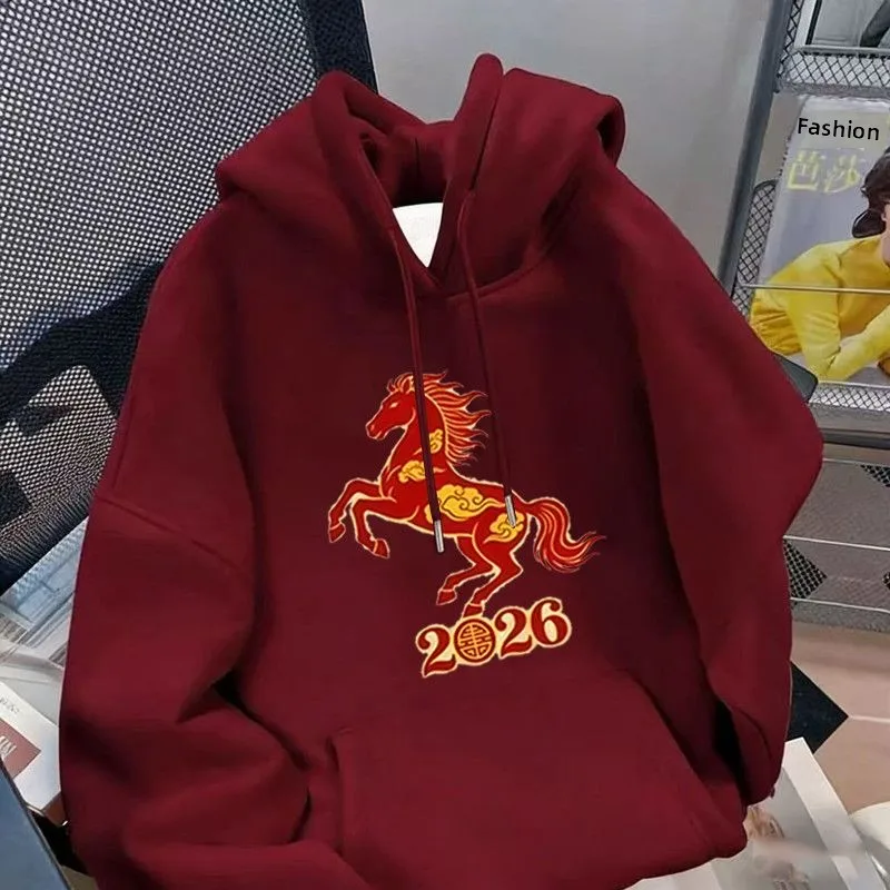 

Худи большого размера 300 Pou 2026 Luy Cloud с принтом, парная одежда, повседневная хлопковая толстовка с портретным рисунком