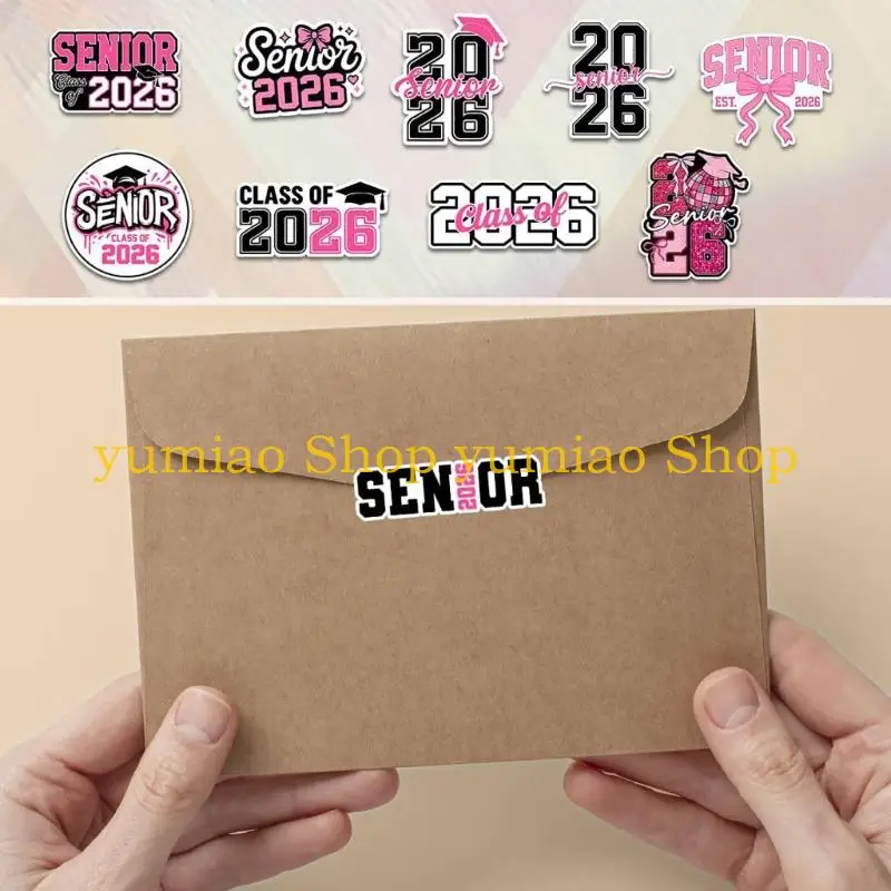 587B 10PCS Senior 2026 Graduation Stickers Permanent PVC Decals For Scrapbooks School Supplies Gift College Class Of 2026