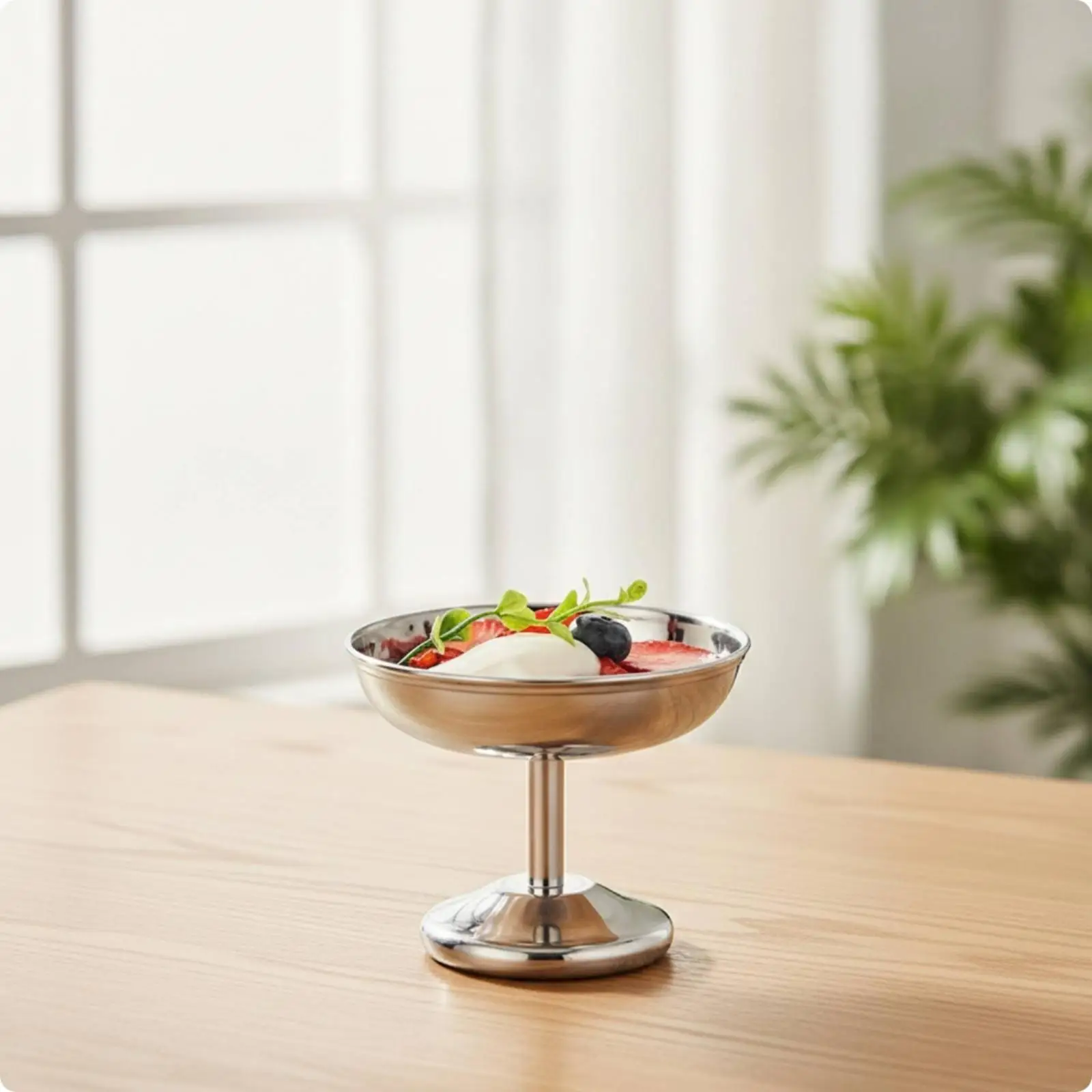 Food Grade 304 Stainless Steel Goblet Stylish Dessert Cup Aesthetic Serving Cup for Fruit Sorbet Pudding at Home