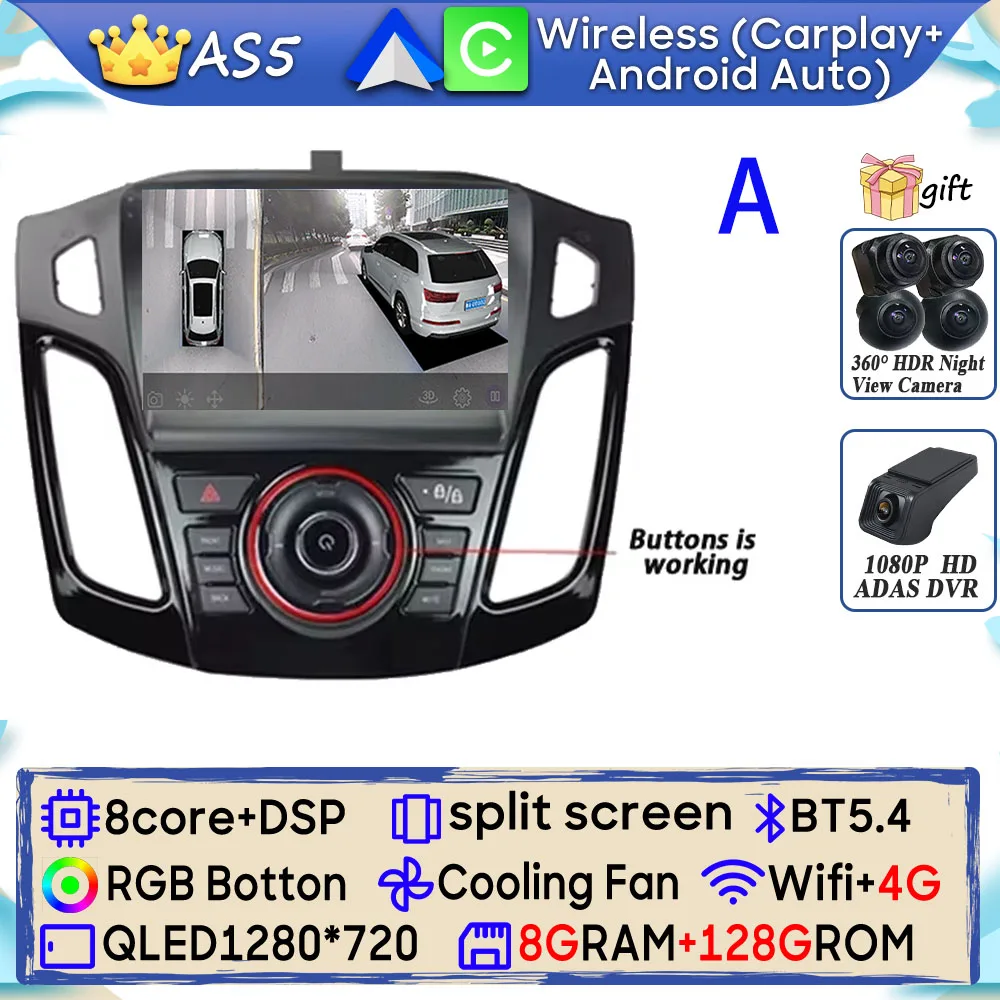 Android 15 Autoradio Voor Ford Focus 3 Mk 3 2011 2012 2013 2014 2015-2019 GPS Navigatie Android Auto Carplay Wifi Stereo Geen 2din