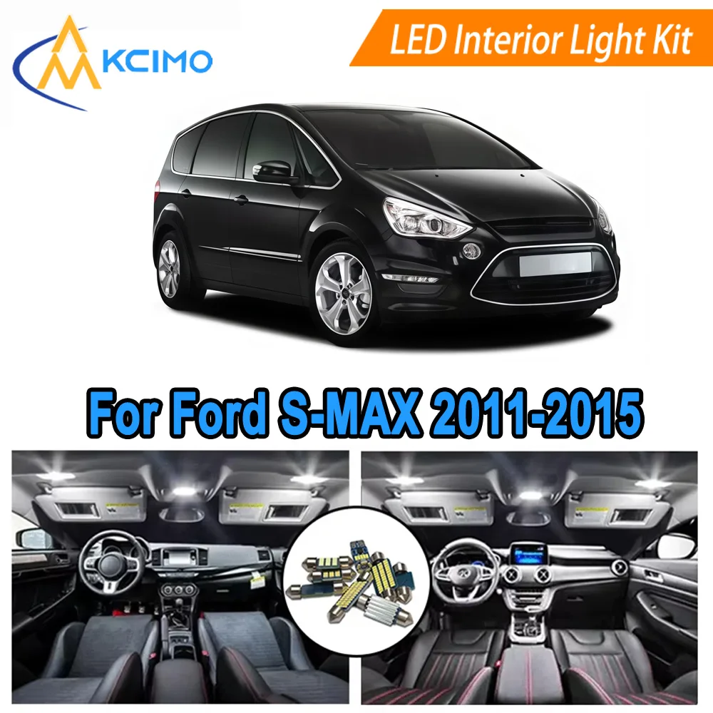

​LED Bulb Set For Ford S-MAX (2011-2015) Interior Light Upgrade 6000K LED Bulbs for Dome Footwell Map Trunk Lights Easy Install