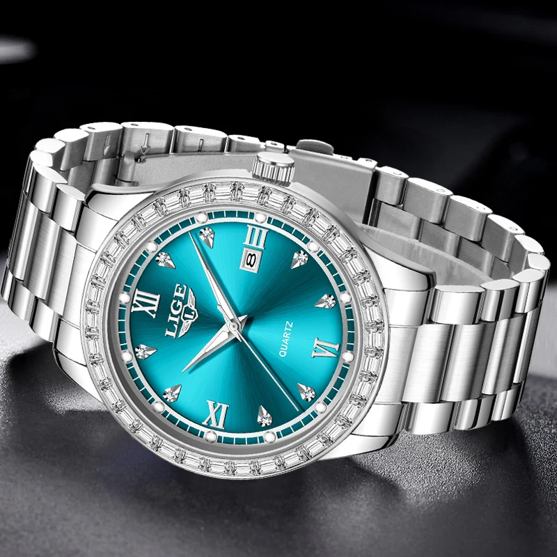 ساعة LIGE للرجال موضة ستانلس ستيل مقاومة للماء ساعات رياضية للرجال كاجوال للأعمال مضيئة كوارتز كرونوغراف ساعة ذكر