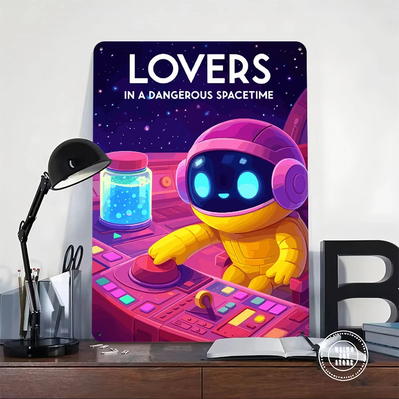 Lovers in a Dangerous Spacetime Game Art Metal Poster Customized Wall Art Retro Vintage Metal Signs for Man Cave Room Decoration