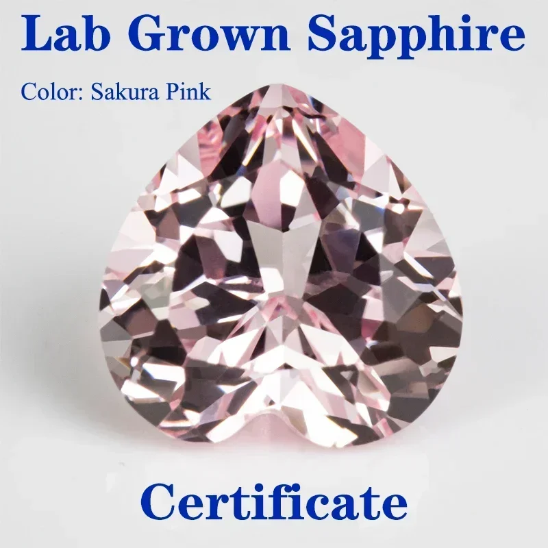 

Lab Grown Sapphire Cherry Blossom Pink Heart Shape VVS1 Charms Beads Selectable AGL Certificate Diy Jewelry Making Materials