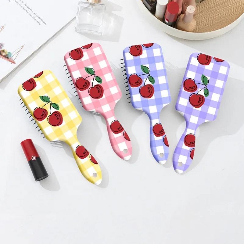 1pc printed pattern square airbag comb,comfortable anti-static air cushion,nylon brush,portable comb,Special for real hair wigs