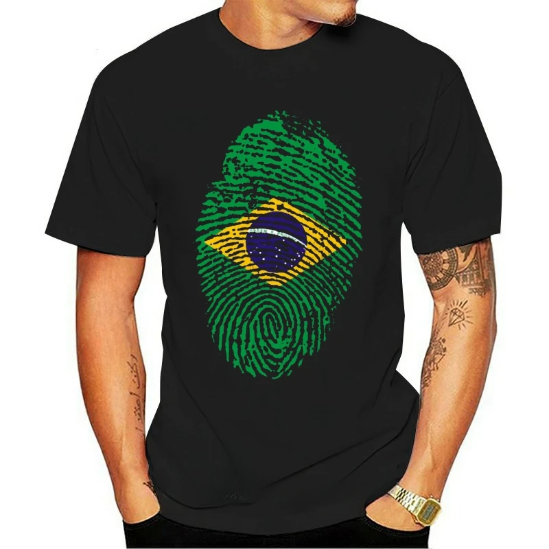 Man Clothing New Brazil De Janeiro Flag Fingerprint Identity T-Shirt 100% Cotton Cool Novelty Men And Tshirts O Neck fashion