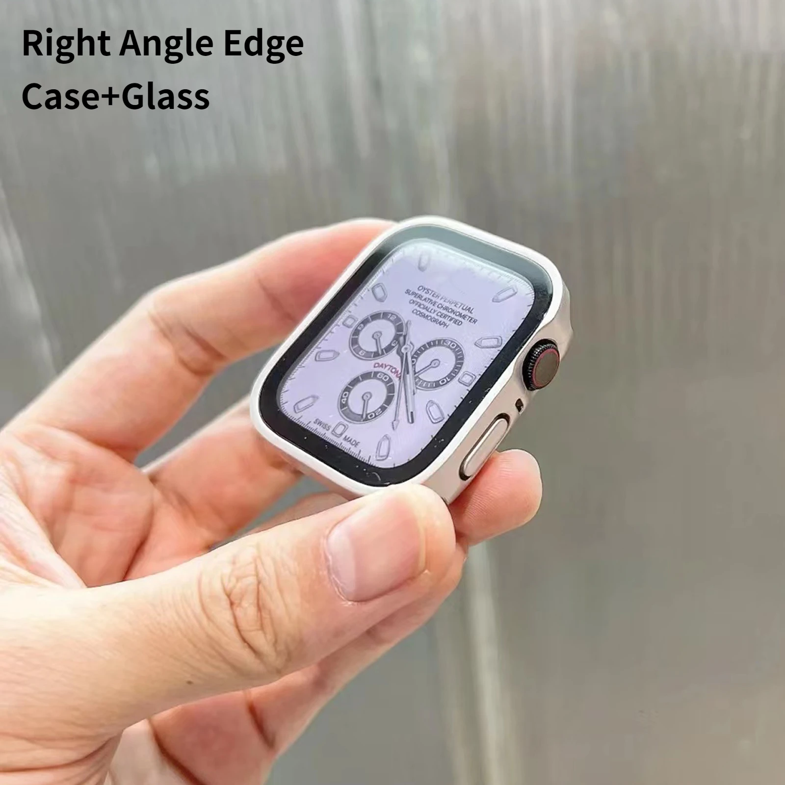 Case+Glass For Apple Watch Ultra 2 49mm 9 8 7 41 45mm PC Bumper Cover For iwatch 6 SE 5 4 3 38 40 42mm 44mm Starlight Protector