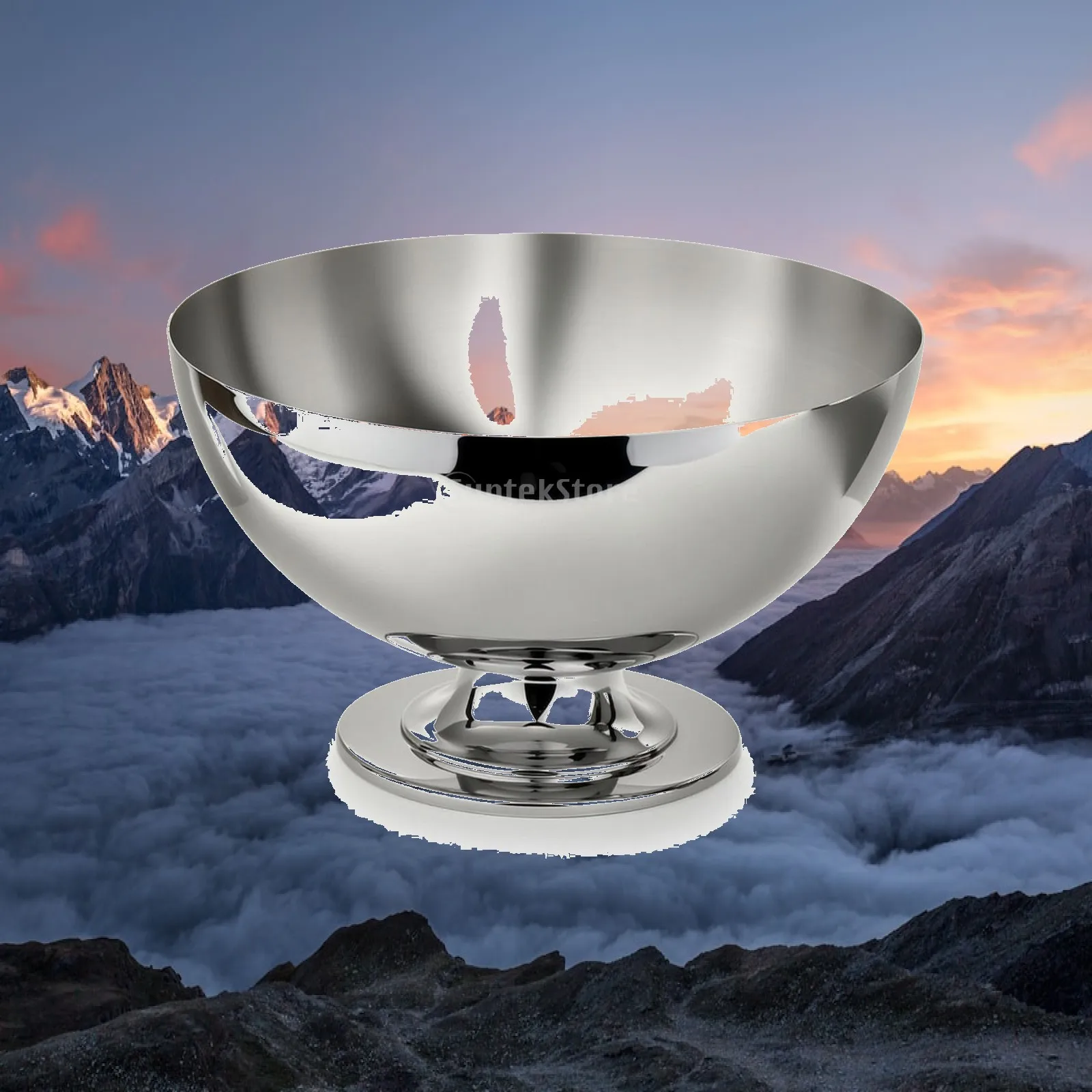 Spacious Metal Punch Bowl with Base for Ice Cold Beverages Fresh Fruit Banquet Table Serving
