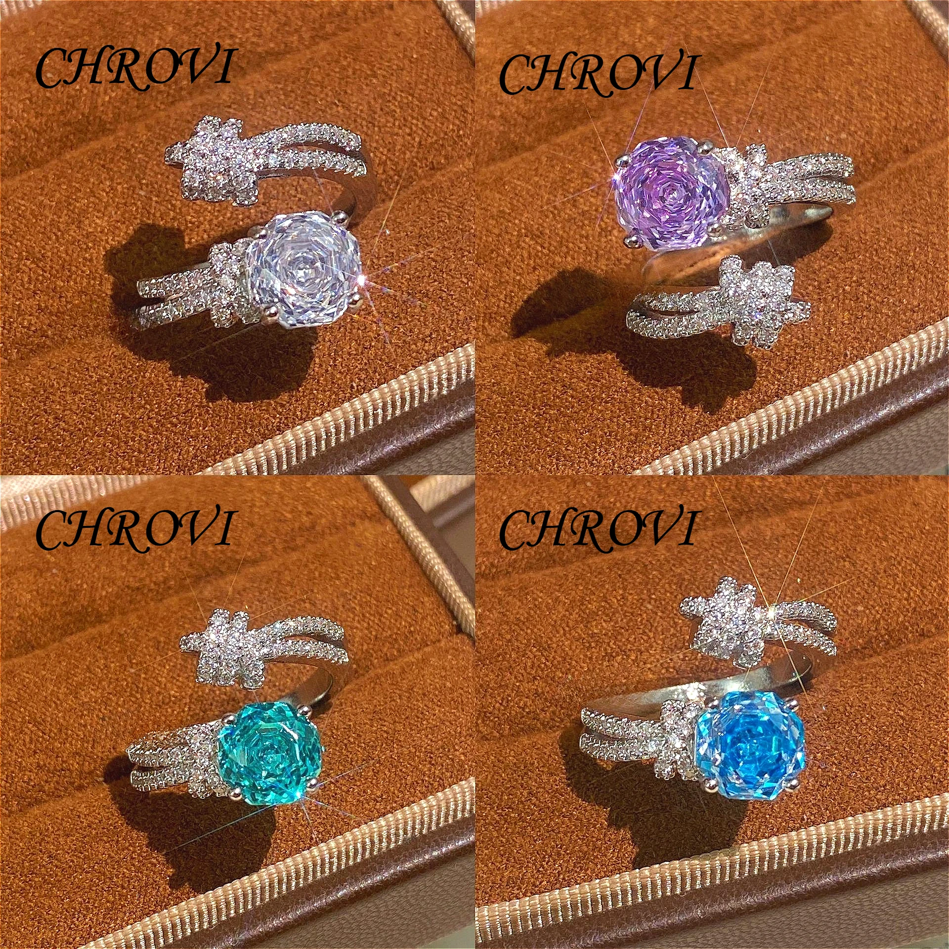 Elegant 925 Sterling Silver Octagonal Millennium Rose Ring for Women Set with High Carbon Diamond Rings