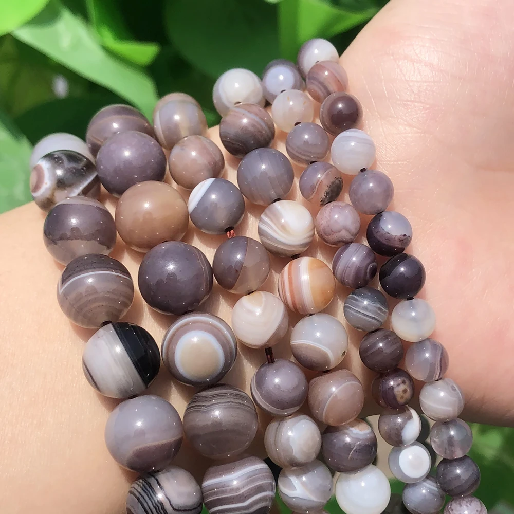 6 8 10mm Natural Stone Botswana Agates Beads Round Loose Spacer Beads  For Jewelry Making DIY Bracelets Necklace 15Inches