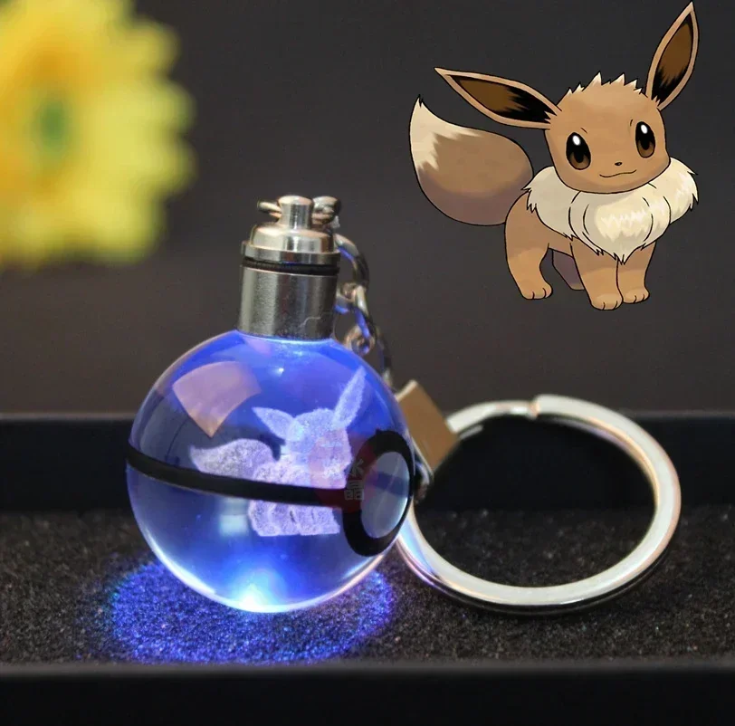 30MM Pokemon Anime Keychain Pikachu Charizard Eevee Mew Mewtwo Figure Crystal Ball Key Ring Accessories Toys Kids Birthday Gifts