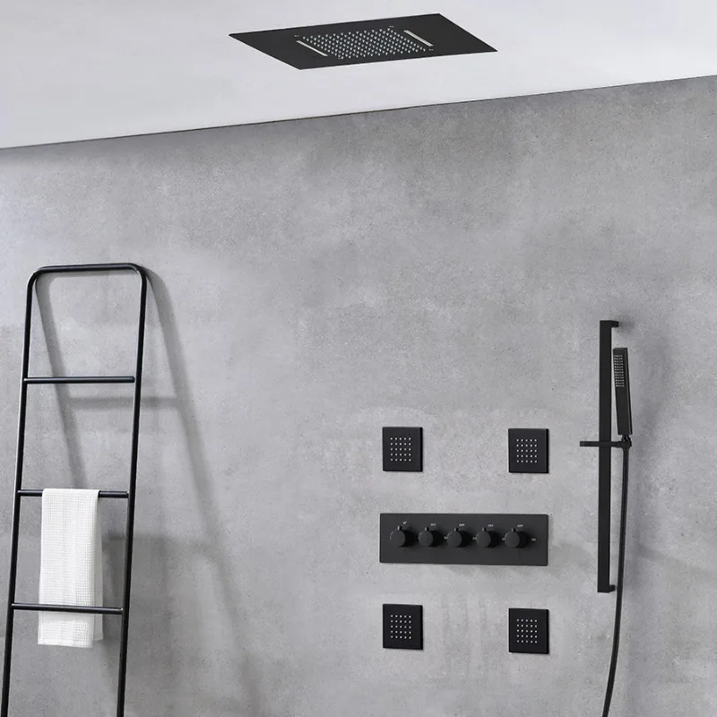 Modern Thermostatic Concealed Shower System Intelligent Thermostat Ceiling Rain Shower Trim System Large-sized Bathroom Fixture