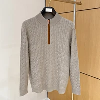 LP Suéter italiano de punto con cremallera y medio cuello alto Suéter roscado para hombre