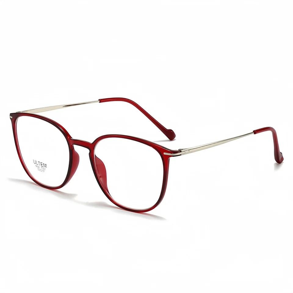

Casual Fashionable Women Round Cat Eye Transparent Eyelasses Anti Blue Light Reading Optical Prescription Titanium Alloy Glasses
