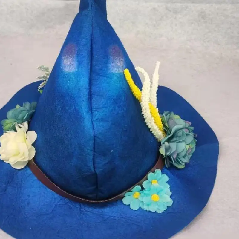 652f Kids para niños Sombreros bruja con flor Masca flores Curved Point Wizard Cosplay Disfraz cosplay Decoración