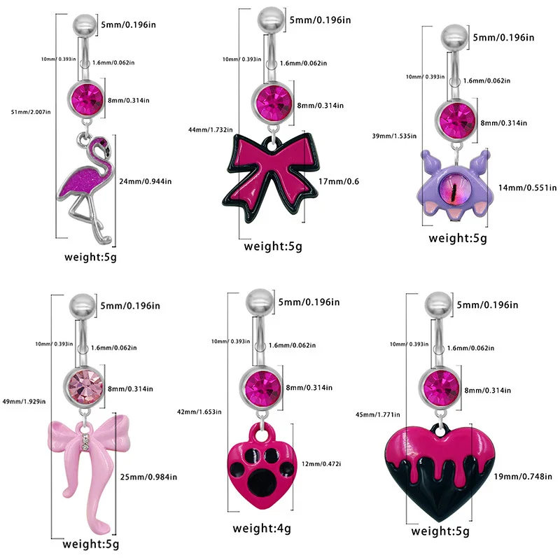 Cat\'s Claw Belly Button Rings for Women Flamingo Navel Rings Buckle Demon Bull\'s Eye Belly Piercing Jewelry Stainless Steel
