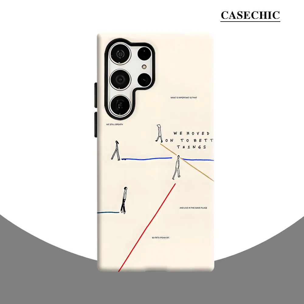 Minimalist Move On Phone Case for Samsung Galaxy S26 S25 Ultra S24 S23 Ultra Plus Shockproof Double layer tough Back Cover