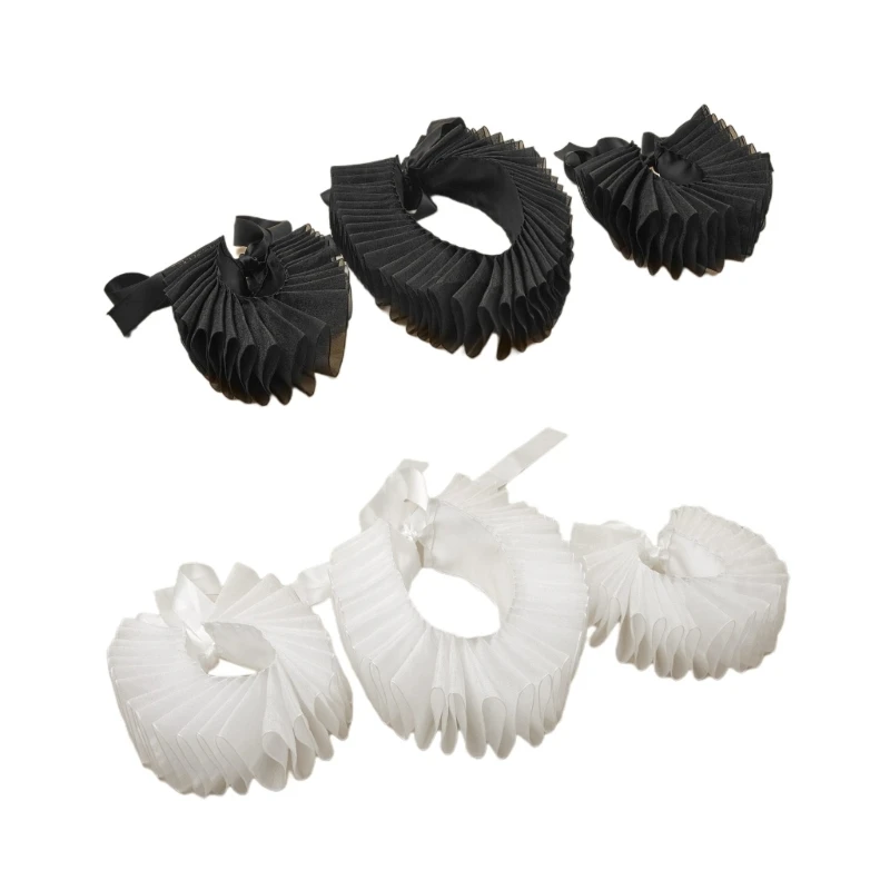 

Halloween Cosplay Party Neck Ruff Collar and Ruffled Wrist Cuffs Set