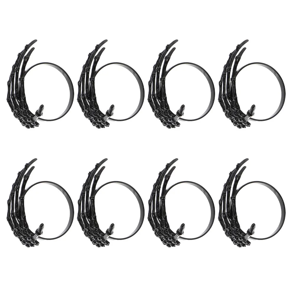 

6pcs Halloween Napkin Rings Hand Serviette Holders Alloy Decorations Unique Dining Accessories