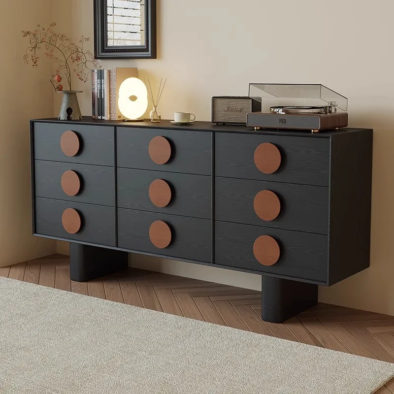 

Retro style solid wood dining side cabinet integrated chest cabinet against the wall, high-end tea cabinet, dining room locker,