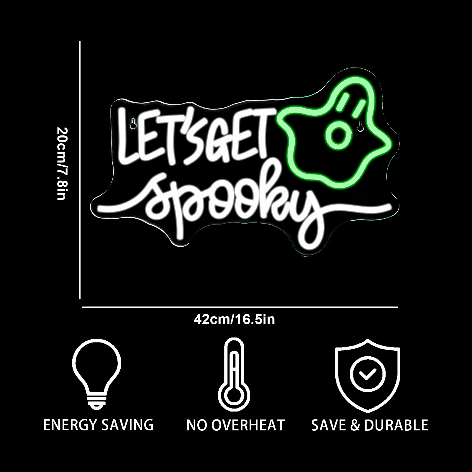 Let’s Get Spooky Neon Sign Halloween Light Up Signs Wall Decor for Game Room Bedroom Home Beer Bar Club Halloween Decor