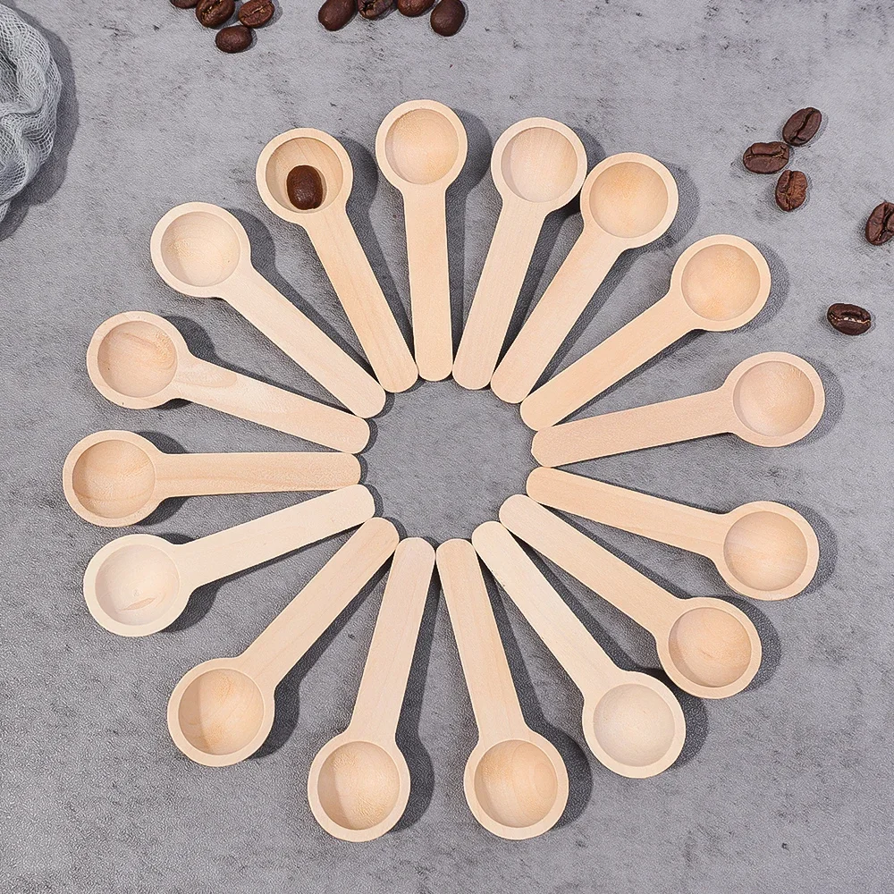 Mini Wooden Spoons Seasoning Honey Coffee Cooking Coffee Bean Salt Spice Jars Wooden Measuring Spoons Kitchen Short Handle Scoop