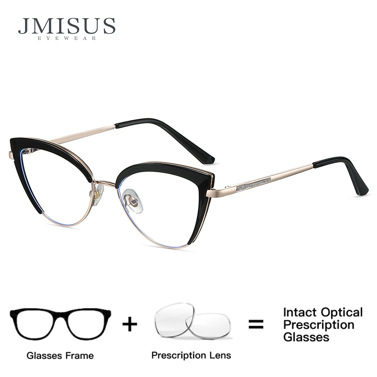 

JMISUS Woman Retro Cat Eye Progressive Multifocal Glasses Anti-Blue Light Photochromic Square Prescription Eyewear