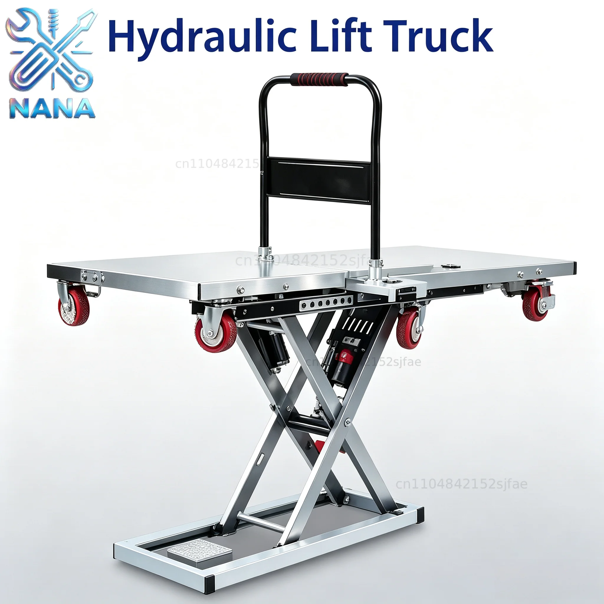 Hydraulic Scissor Electric Lifting Platform Trolley, Heavy Duty Flatbed Cargo Cart for Warehouse Truck Loading Unloading Work