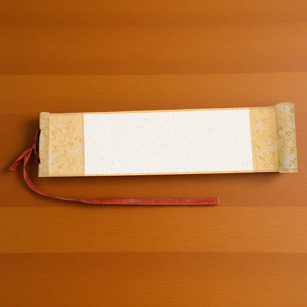 Authentic Xuan Paper Blank Scroll with Solid Wood Rods Ideal for Chinese Brush Painting Calligraphy Practice Wedding Signatures
