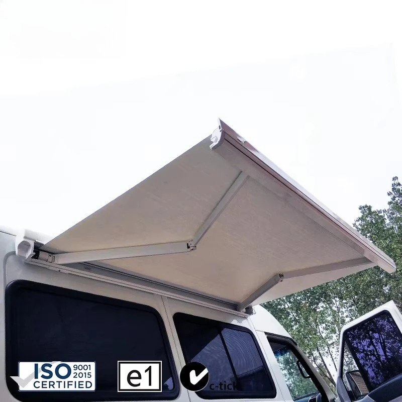 12 V Motor Retractable Automatic Aluminum Alloy RV Side Awning Caravan Motorhome Camper Electric Awning Tent for Exterior